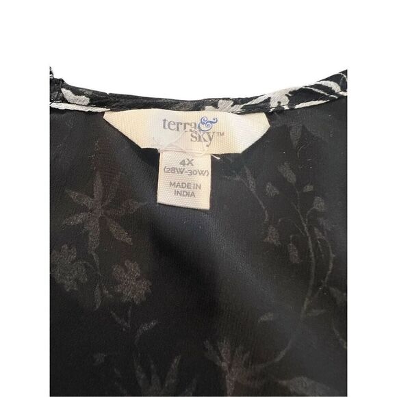 TERRA& Sky  black floral BOHO blouse size 4X - Picture 5 of 8